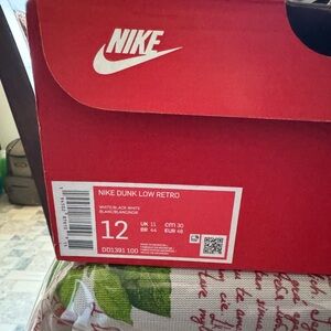 Mens Nike Dunk Low Retro - Classic White and Black Size 12. Worn Twice only!!